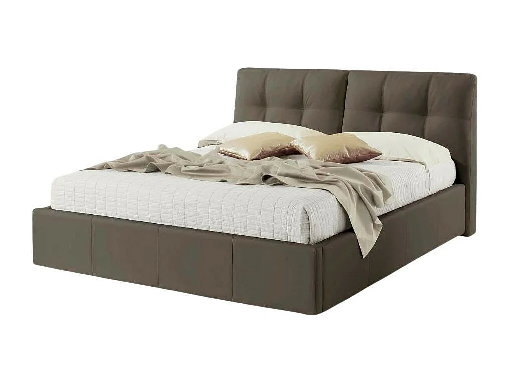 Letto matrimoniale con contenitore Melia ecopelle tortora