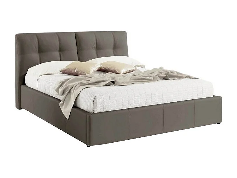 Letto matrimoniale con contenitore Melia ecopelle tortora