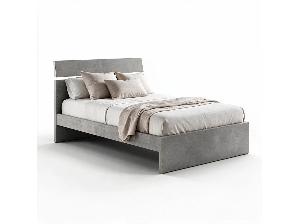 Letto una piazza e mezza in legno colore cemento