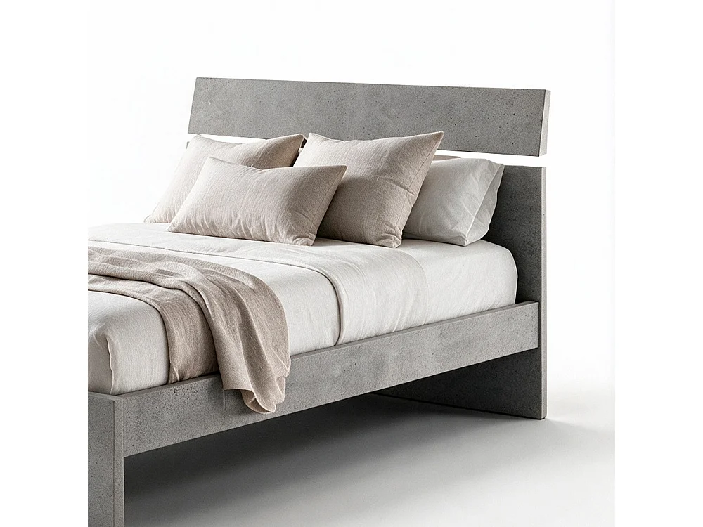 Letto una piazza e mezza in legno colore cemento