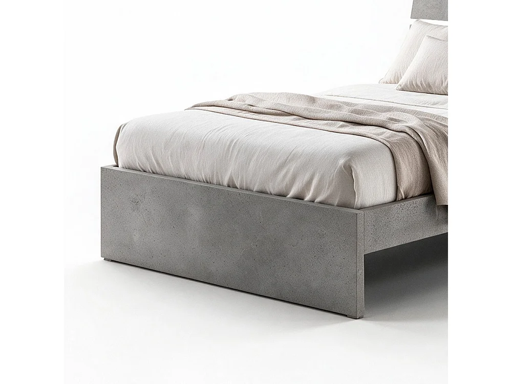 Letto una piazza e mezza in legno colore cemento