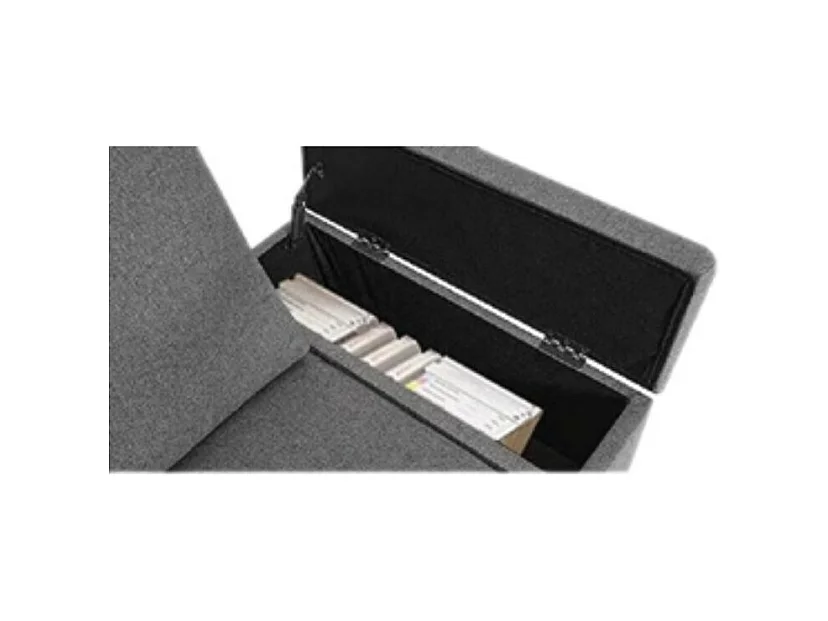 Divano angolare destro tessuto grigio Dina con bracciolo porta oggetti 218X172X87H