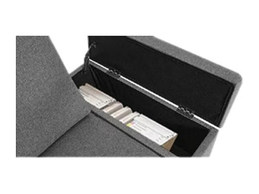 Divano angolare destro tessuto grigio Dina con bracciolo porta oggetti 218X172X87H