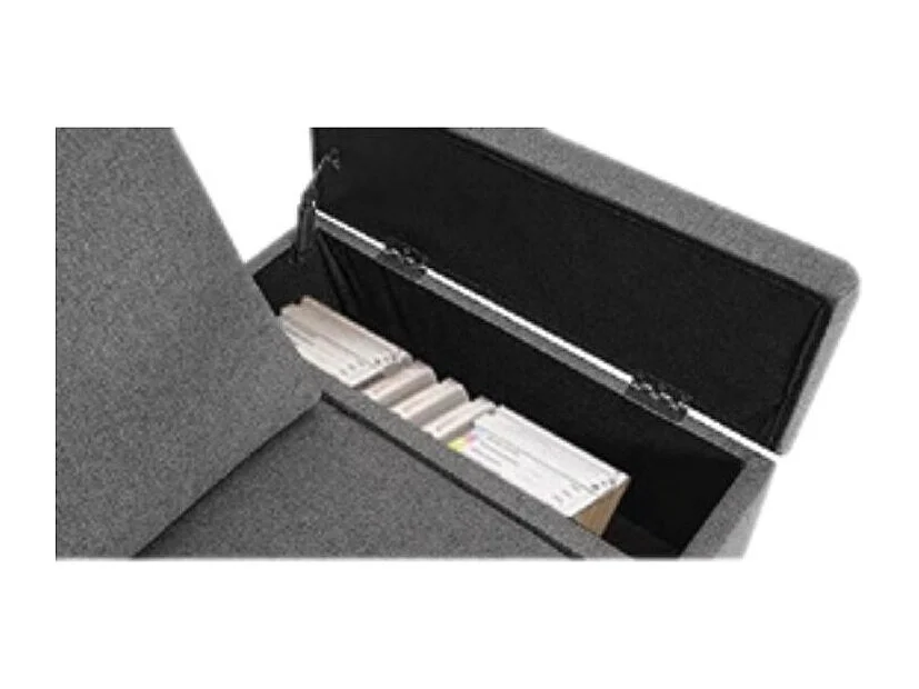 Divano angolare destro tessuto grigio Dina con bracciolo porta oggetti 218X172X87H