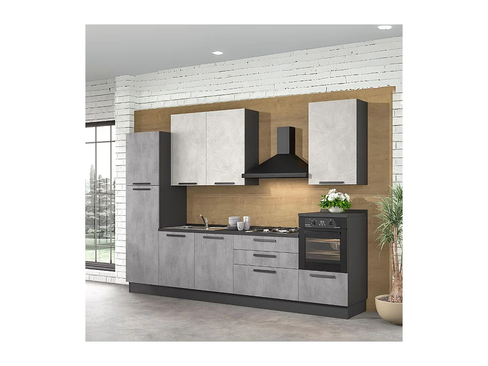 Cucina lineare moderna elettrodomestici inclusi Sinki 330 ossido e spatolato