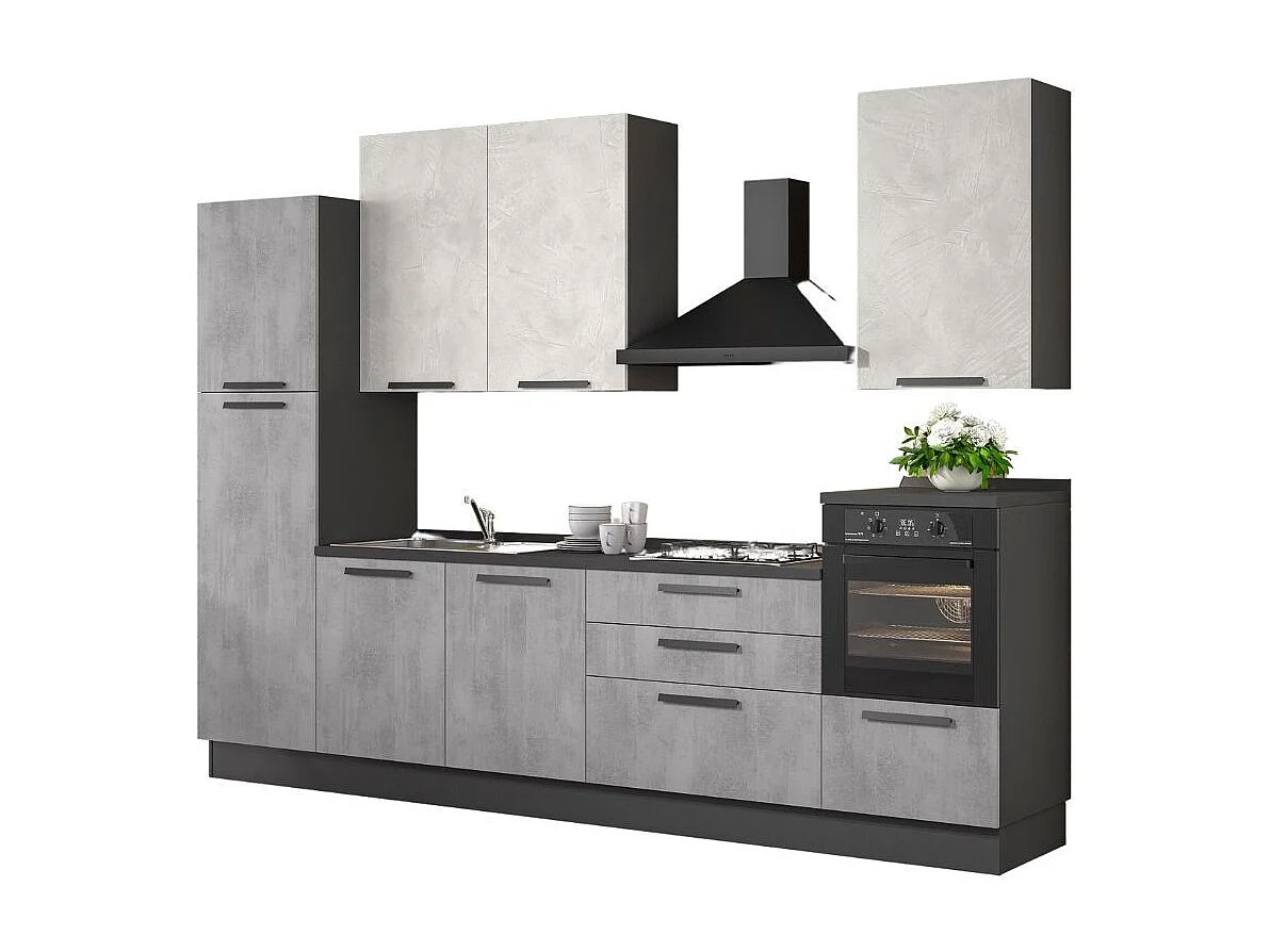 Cucina lineare moderna elettrodomestici inclusi Sinki 330 ossido e spatolato