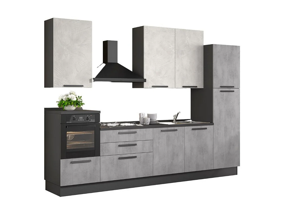 Cucina lineare moderna elettrodomestici inclusi Sinki 330 ossido e spatolato