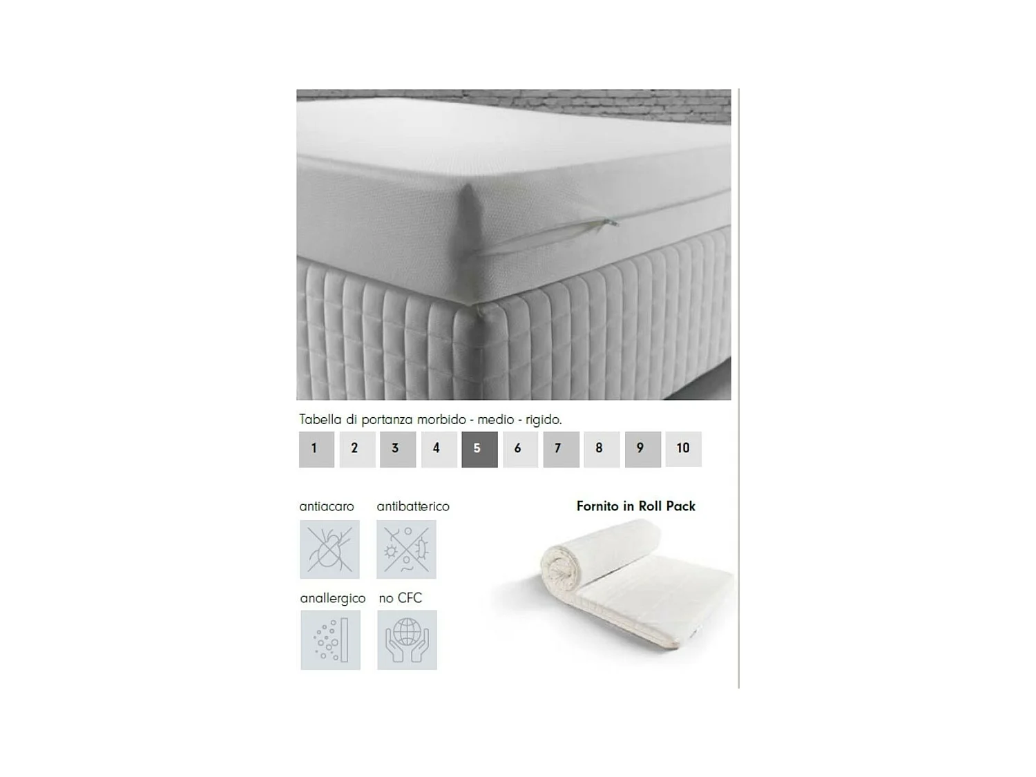 Materasso matrimoniale Gravity 160x190x15H antibatterico sfoderabile