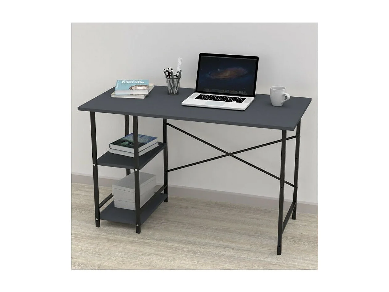 Scrivania struttura in metallo nero e piano antracite Rimi