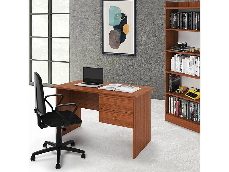 Scrivania due cassetti Tiffany 119x64x75h cm colore noce antico