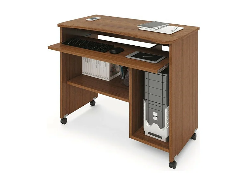 Scrivania con ruote e ripiano estraibile Cercando noce antico