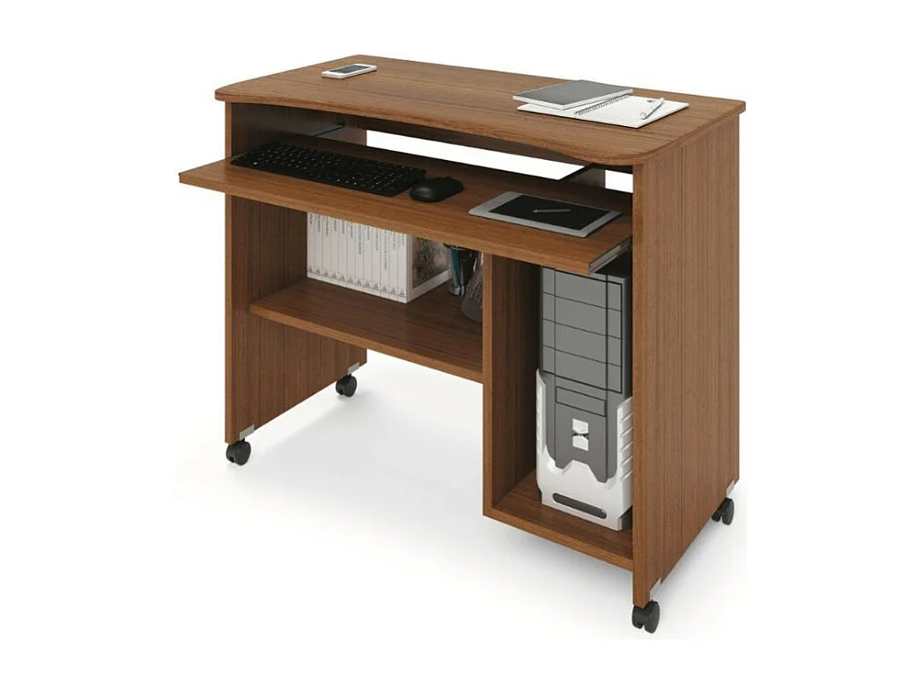 Scrivania con ruote e ripiano estraibile Cercando noce antico