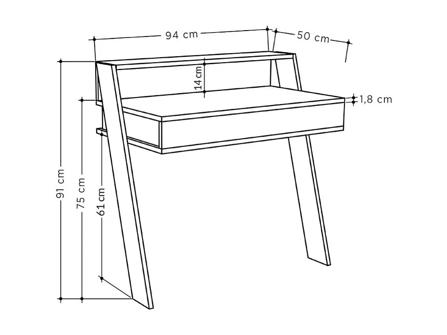 Scrivania da parete con cassetto Cowork 94 cm. colore antracite