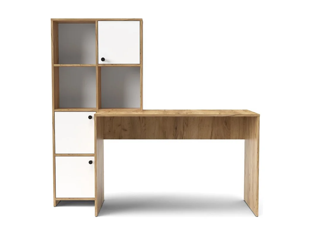 Scrivania con Libreria Halk 156 colore rovere bianco