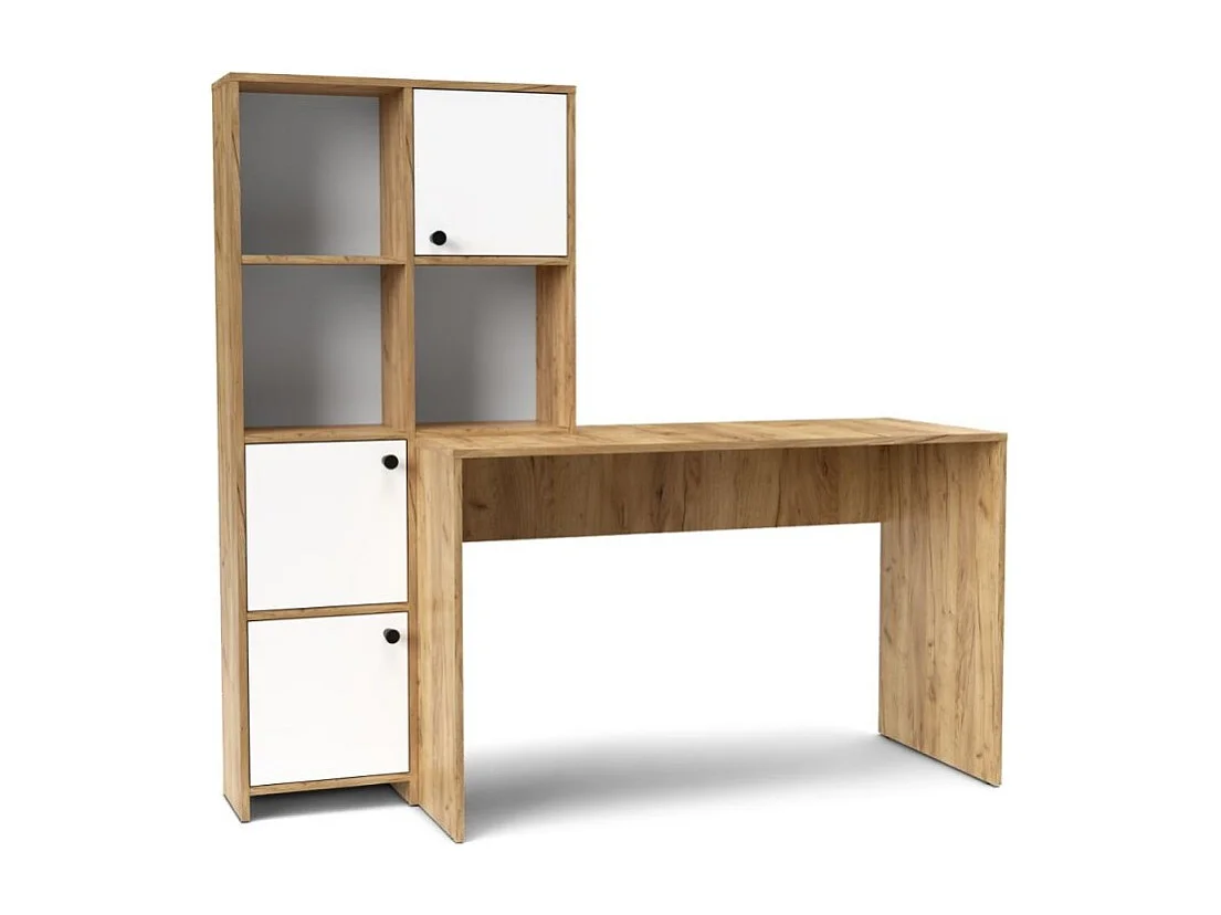 Scrivania con Libreria Halk 156 colore rovere bianco