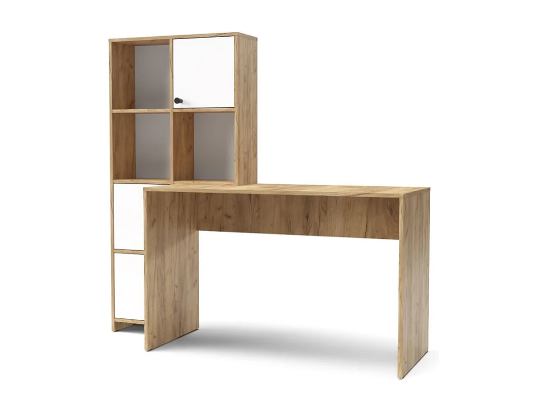 Scrivania con Libreria Halk 156 colore rovere bianco