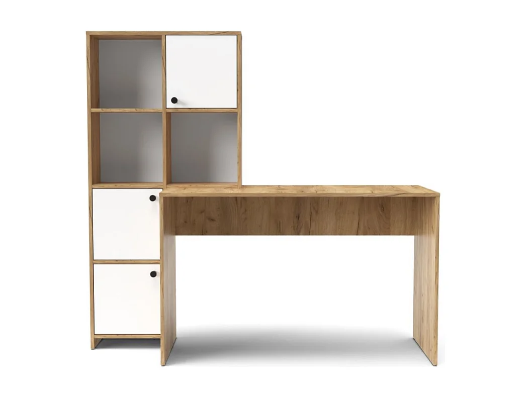 Scrivania con Libreria Halk 156 colore rovere bianco