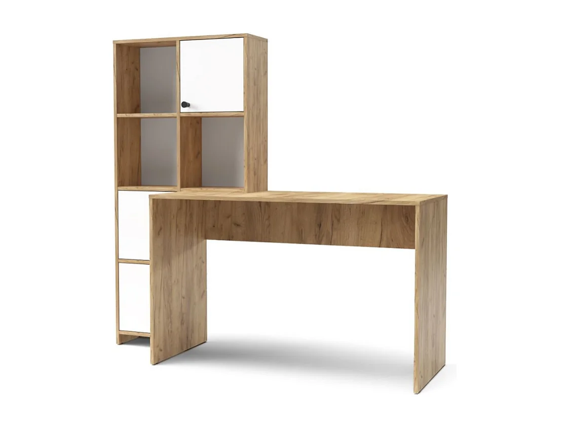 Scrivania con Libreria Halk 156 colore rovere bianco