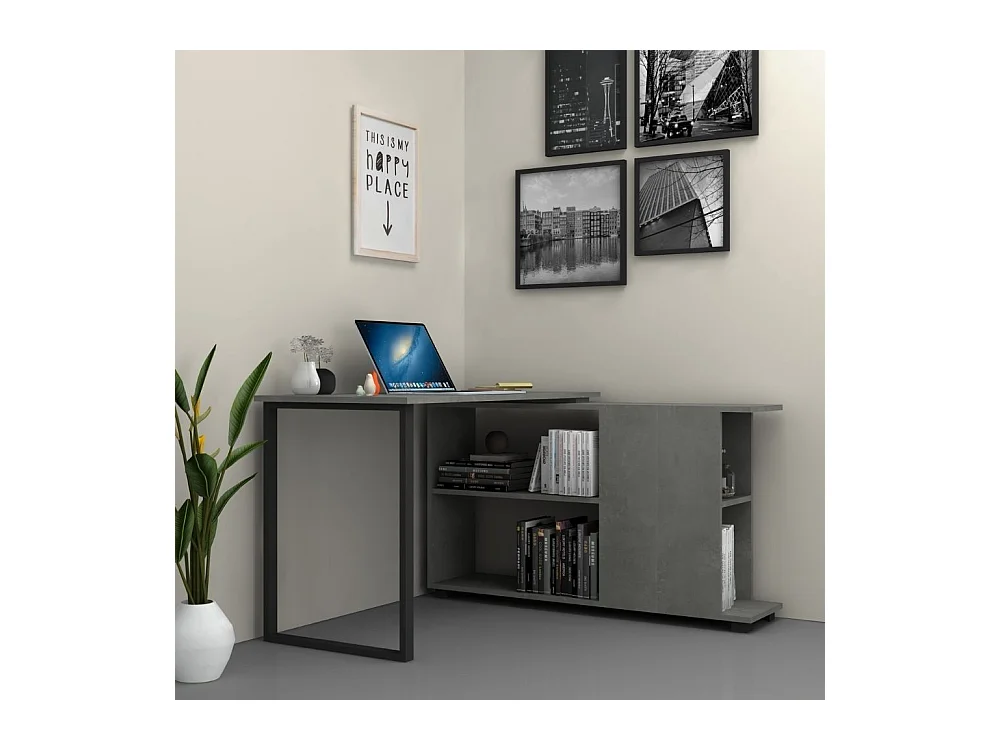 Scrivania con libreria Oslo 120x60 cm. colore cemento