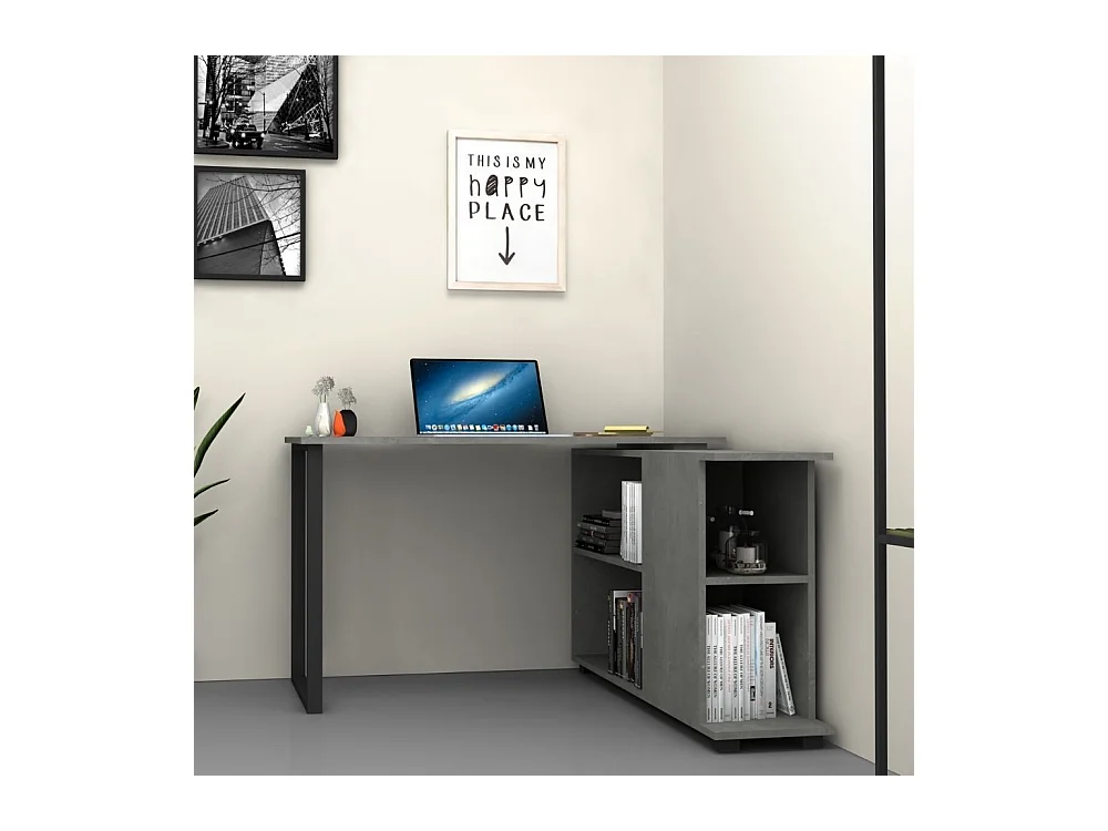 Scrivania con libreria Oslo 120x60 cm. colore cemento