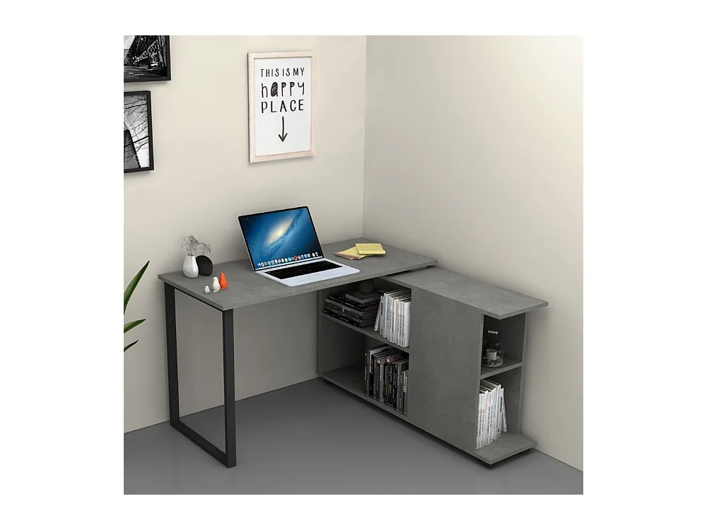 Scrivania con libreria Oslo 120x60 cm. colore cemento