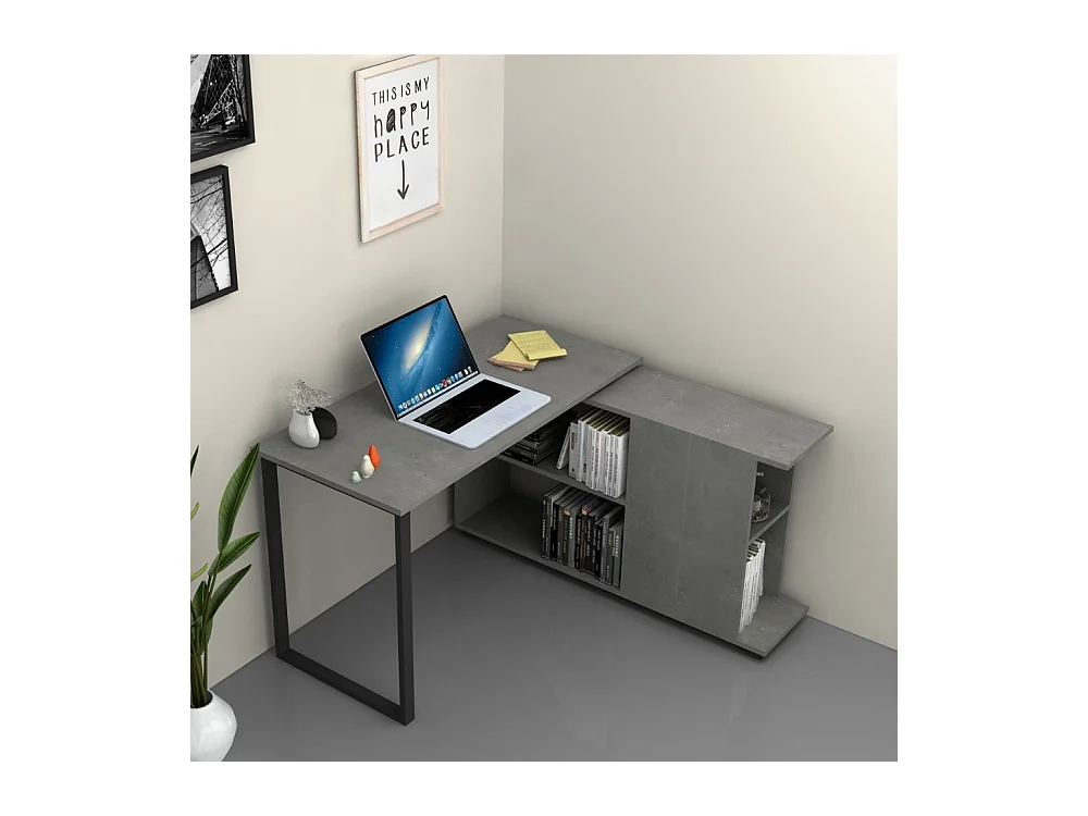 Scrivania con libreria Oslo 120x60 cm. colore cemento