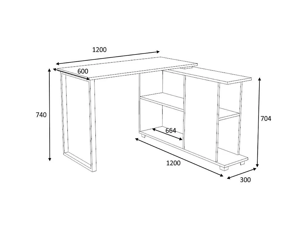 Scrivania con libreria Oslo 120x60 cm. colore cemento