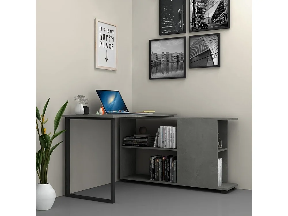 Scrivania con libreria Oslo 120x60 cm. colore cemento