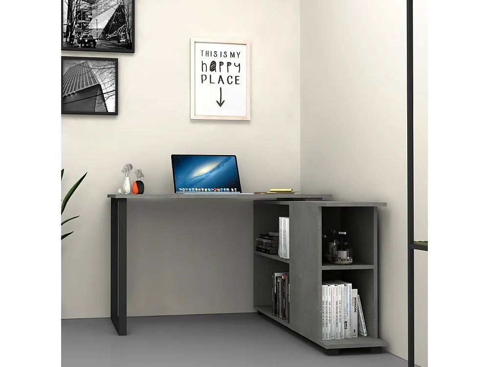 Scrivania con libreria Oslo 120x60 cm. colore cemento