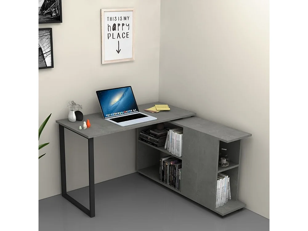 Scrivania con libreria Oslo 120x60 cm. colore cemento