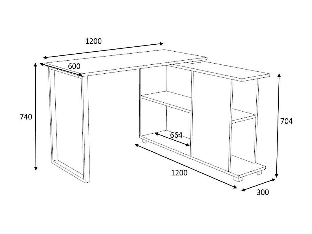 Scrivania con libreria Oslo 120x60 cm. colore cemento