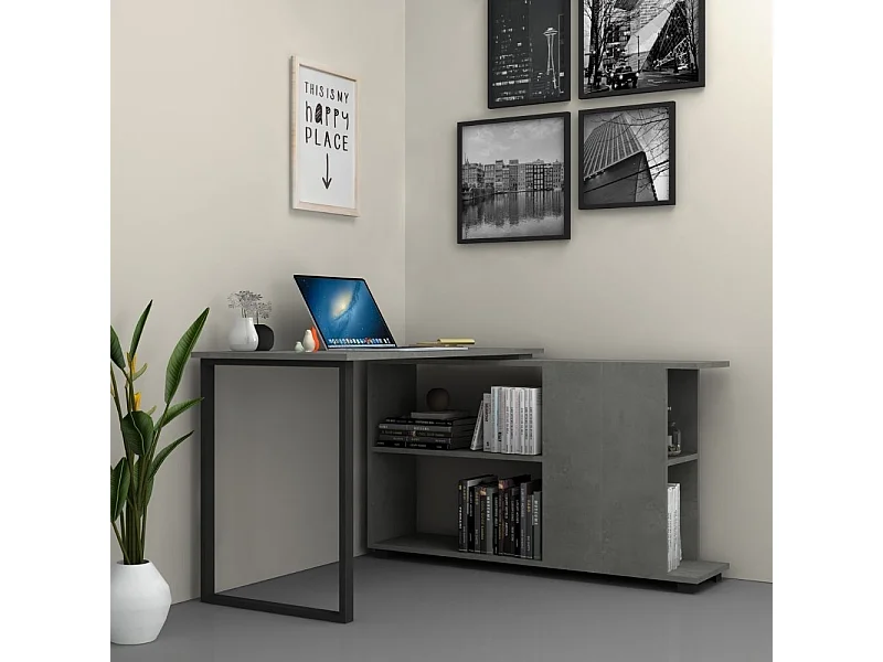 Scrivania con libreria Oslo 120x60 cm. colore cemento