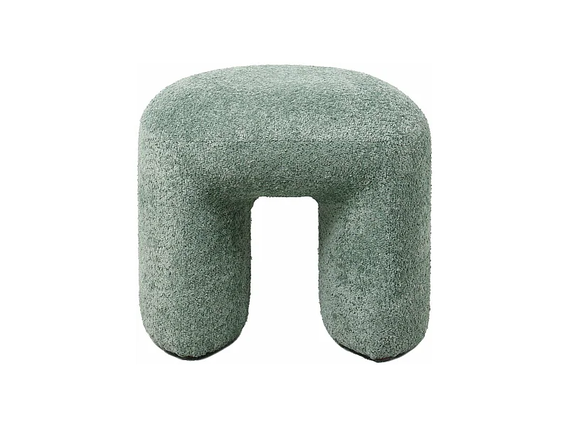 Pouf tissu effet fourrure rase vert d'eau LOMOS