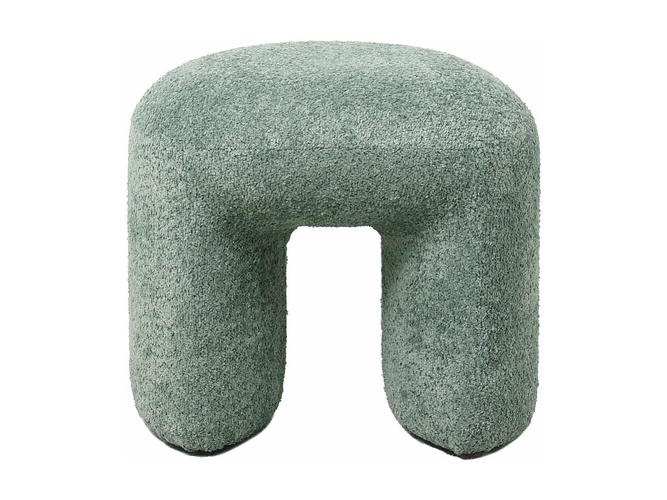Pouf tissu effet fourrure rase vert d'eau LOMOS