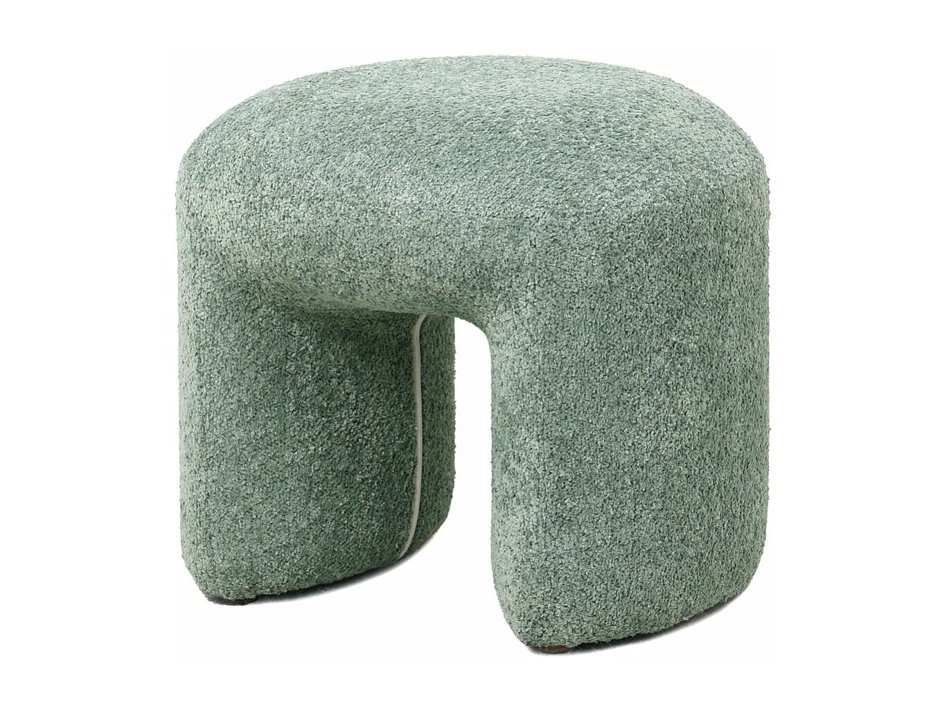 Pouf tissu effet fourrure rase vert d'eau LOMOS