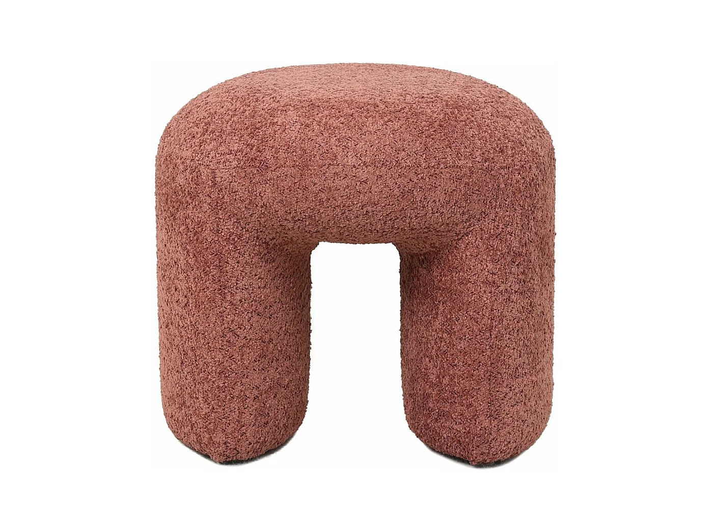 Pouf tissu effet fourrure rase vieux rose LOMOS