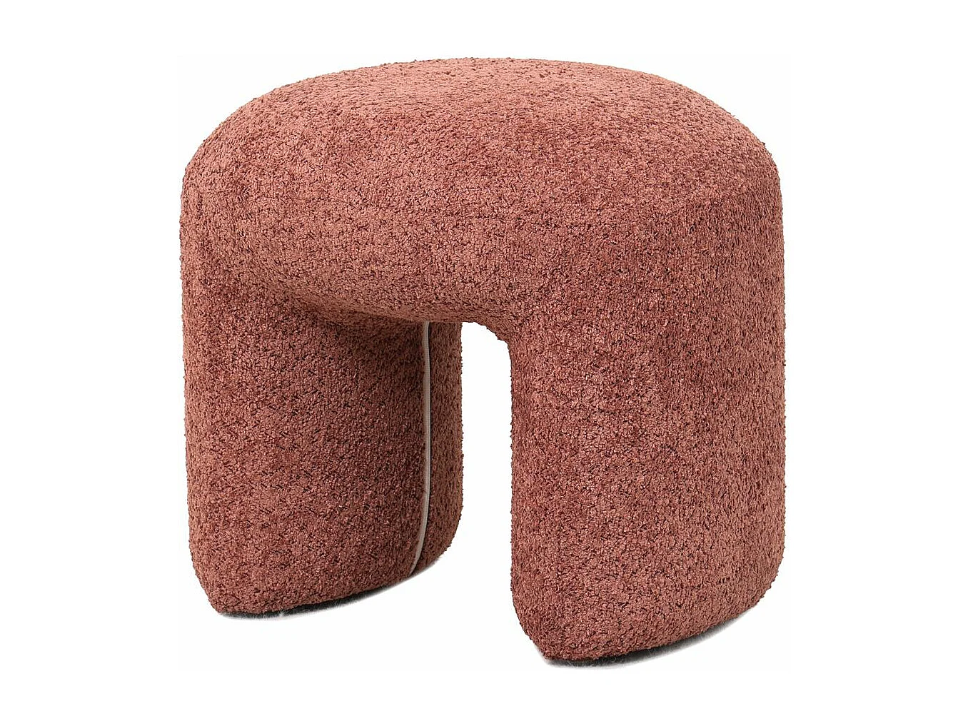 Pouf tissu effet fourrure rase vieux rose LOMOS