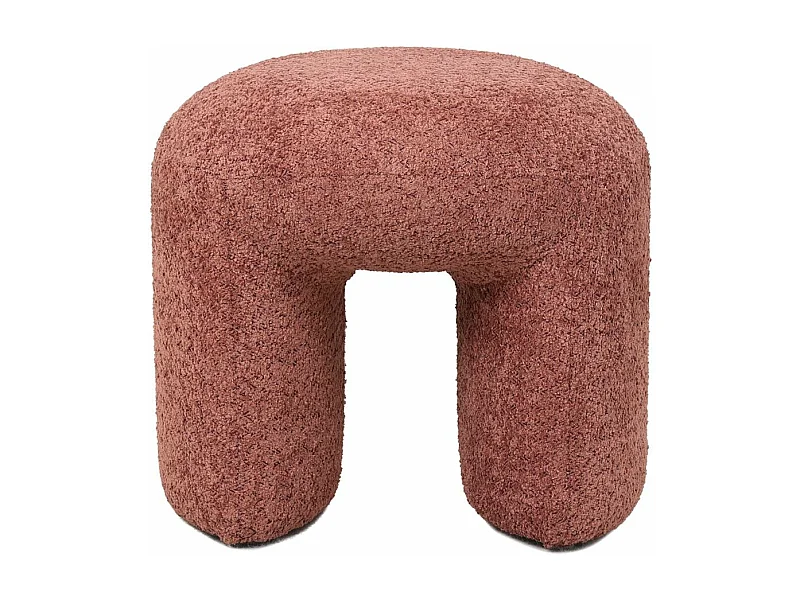 Pouf tissu effet fourrure rase vieux rose LOMOS