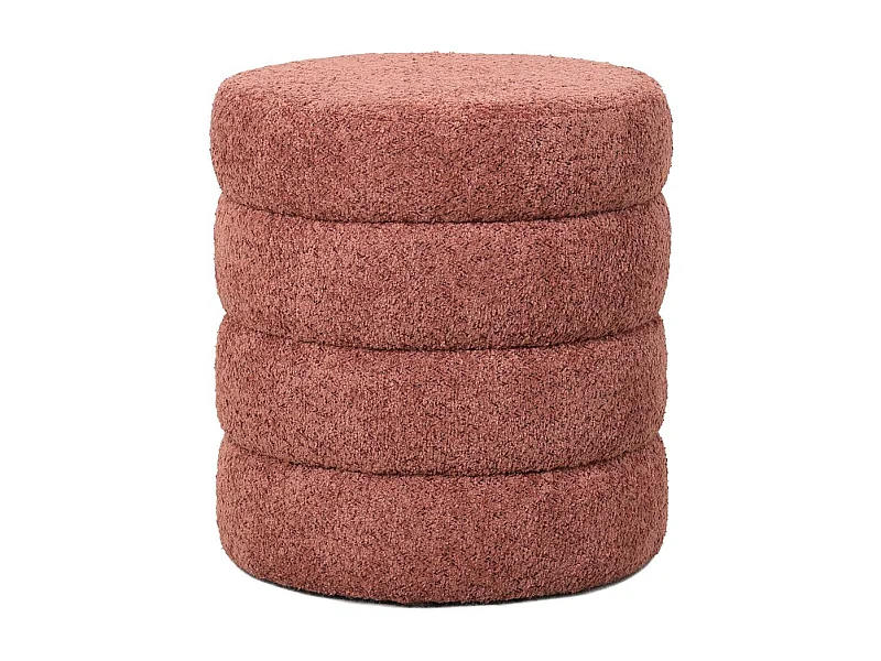 Pouf tissu effet fourrure rase vieux rose FINO