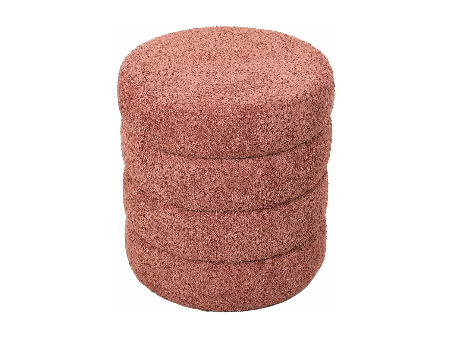 Pouf tissu effet fourrure rase vieux rose FINO