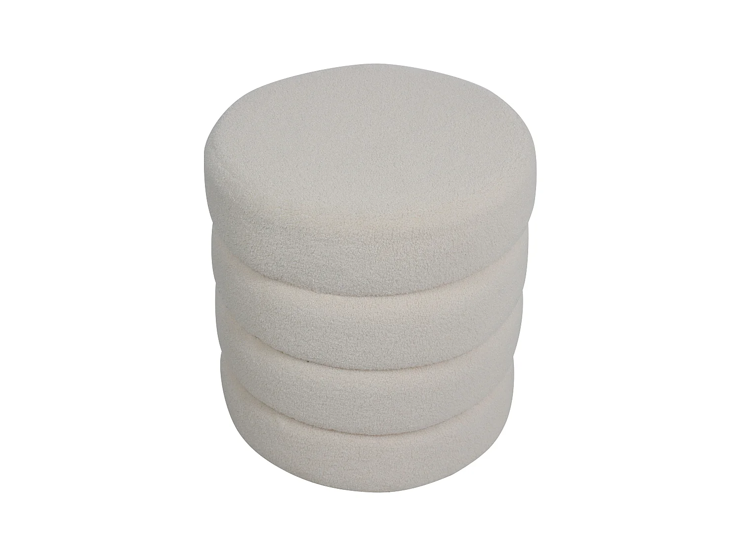 Pouf tissu effet laine bouclette beige Fino