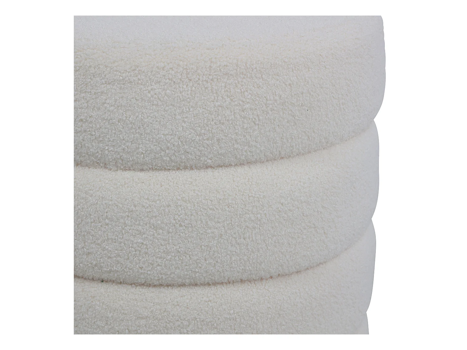 Pouf tissu effet laine bouclette beige Fino