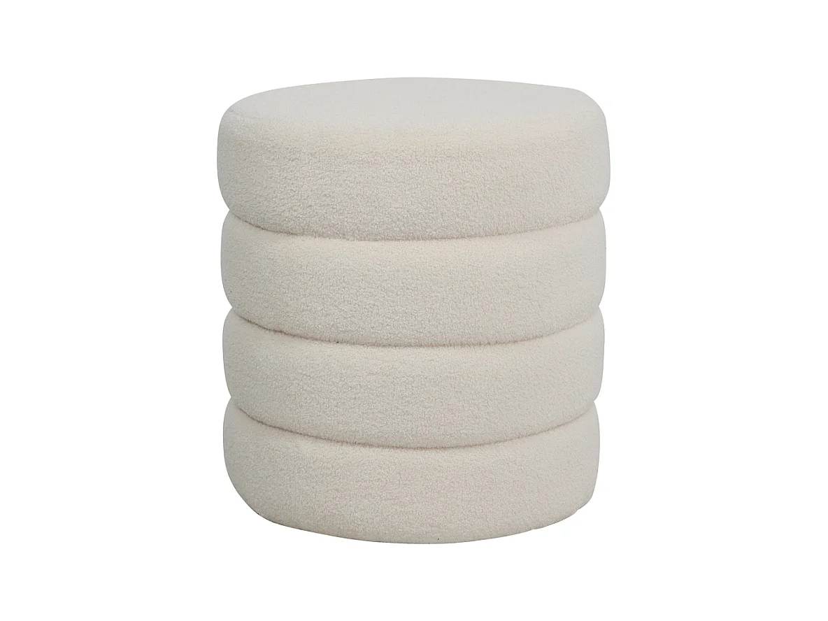 Pouf tissu effet laine bouclette beige Fino