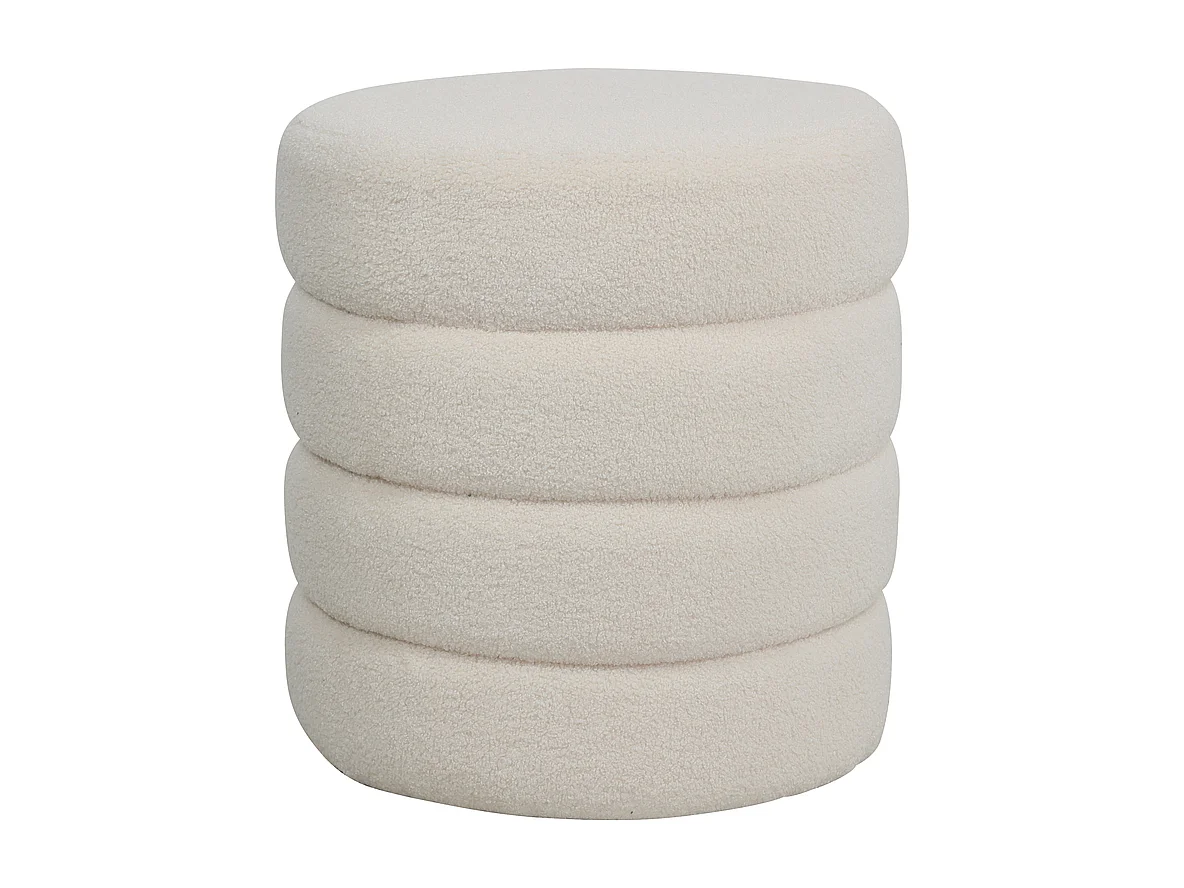 Pouf tissu effet laine bouclette beige Fino