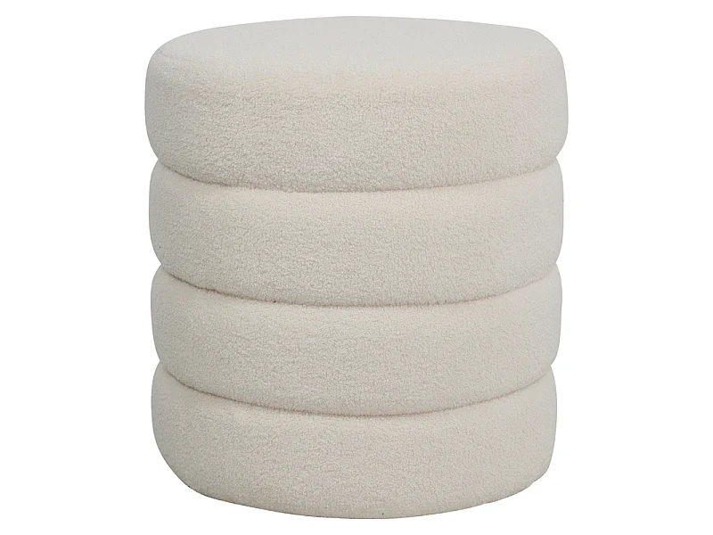 Pouf tissu effet laine bouclette beige
