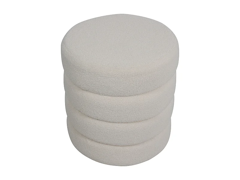 Pouf tissu effet laine bouclette beige Fino