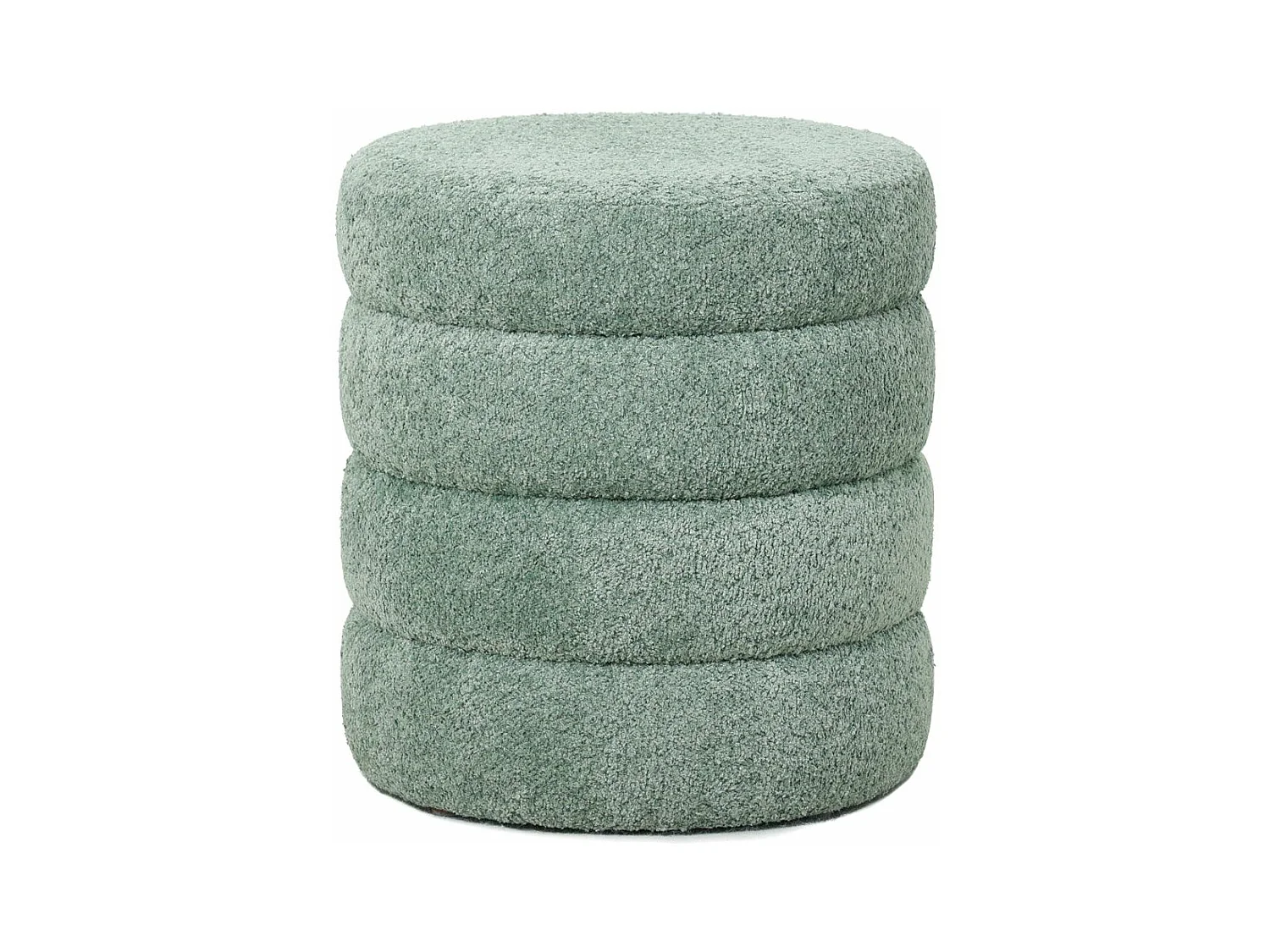 Pouf tissu effet fourrure rase vert d'eau FINO