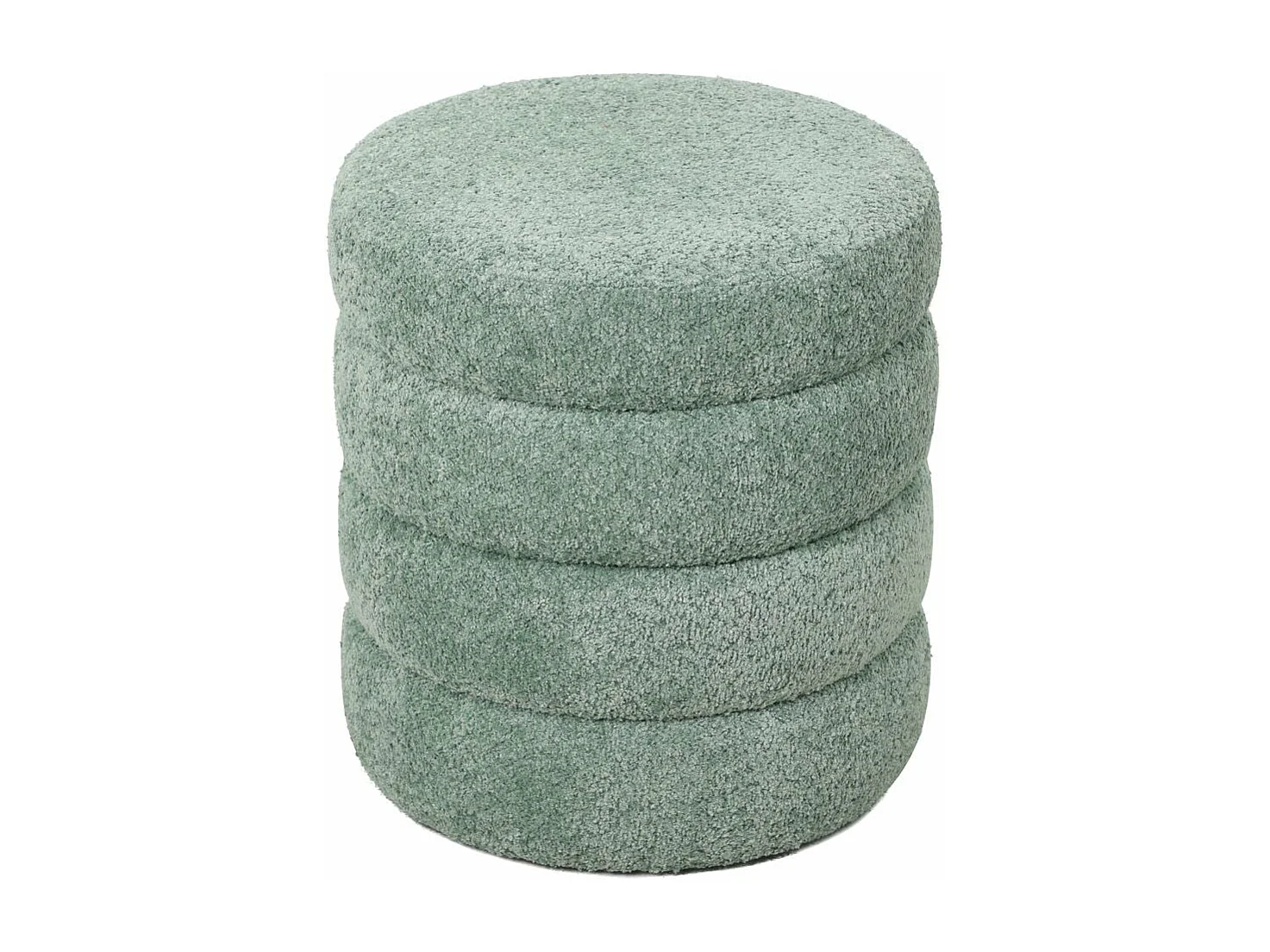 Pouf tissu effet fourrure rase vert d'eau FINO