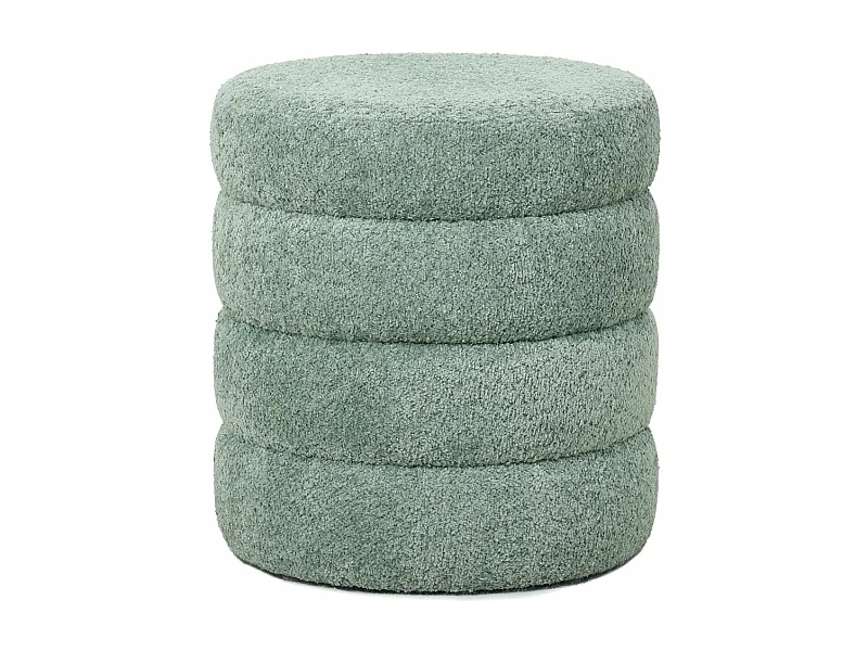 Pouf tissu effet fourrure rase vert d'eau FINO