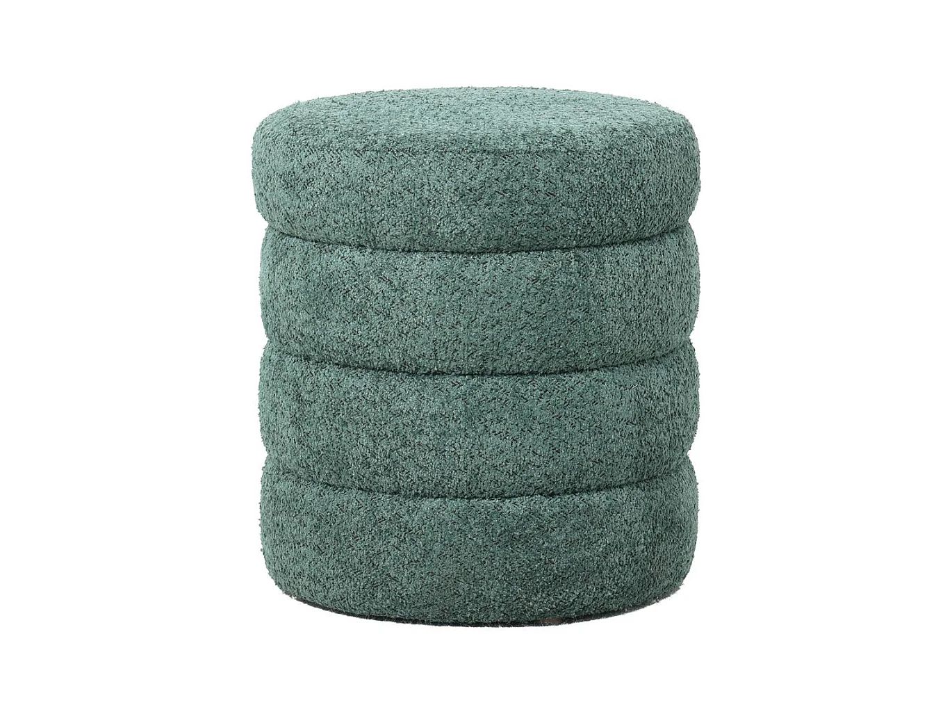 Pouf tissu effet fourrure rase vert émeraude FINO